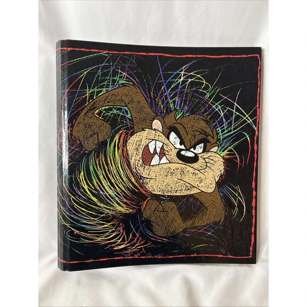 (2) Vtg Looney Tunes TAZ Tasmanian Devil 3-Ring Binders Folders 1990s‎